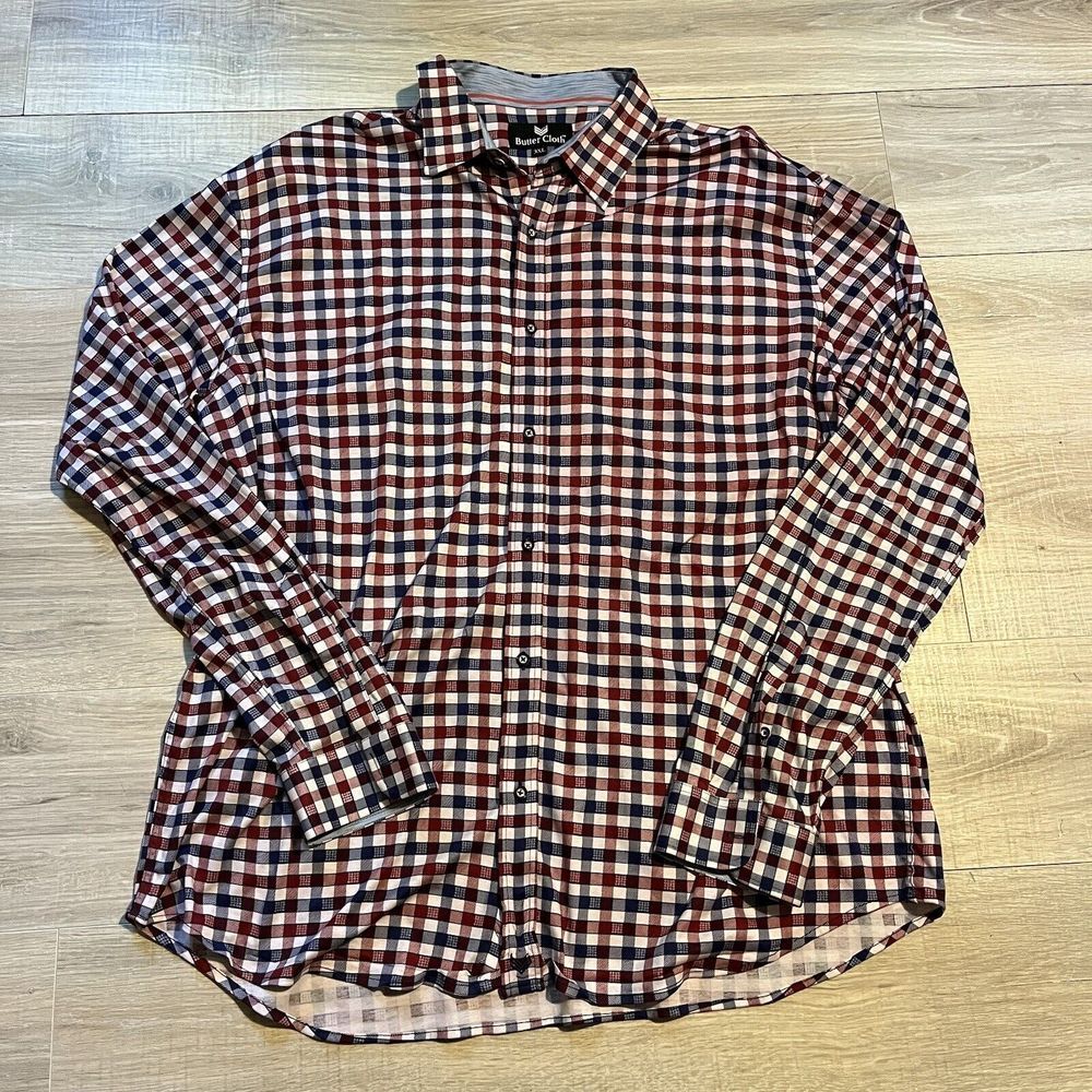 Butter Cloth 100%‎ Cotton Long Sleeve Flip Cuff Dress Shirt Men's 3XL